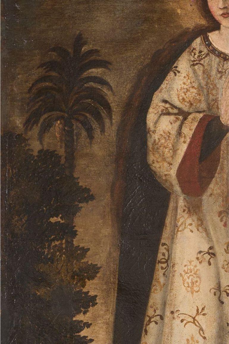 18th Century and Earlier 17th Century Colonial school oil on canvas For Sale