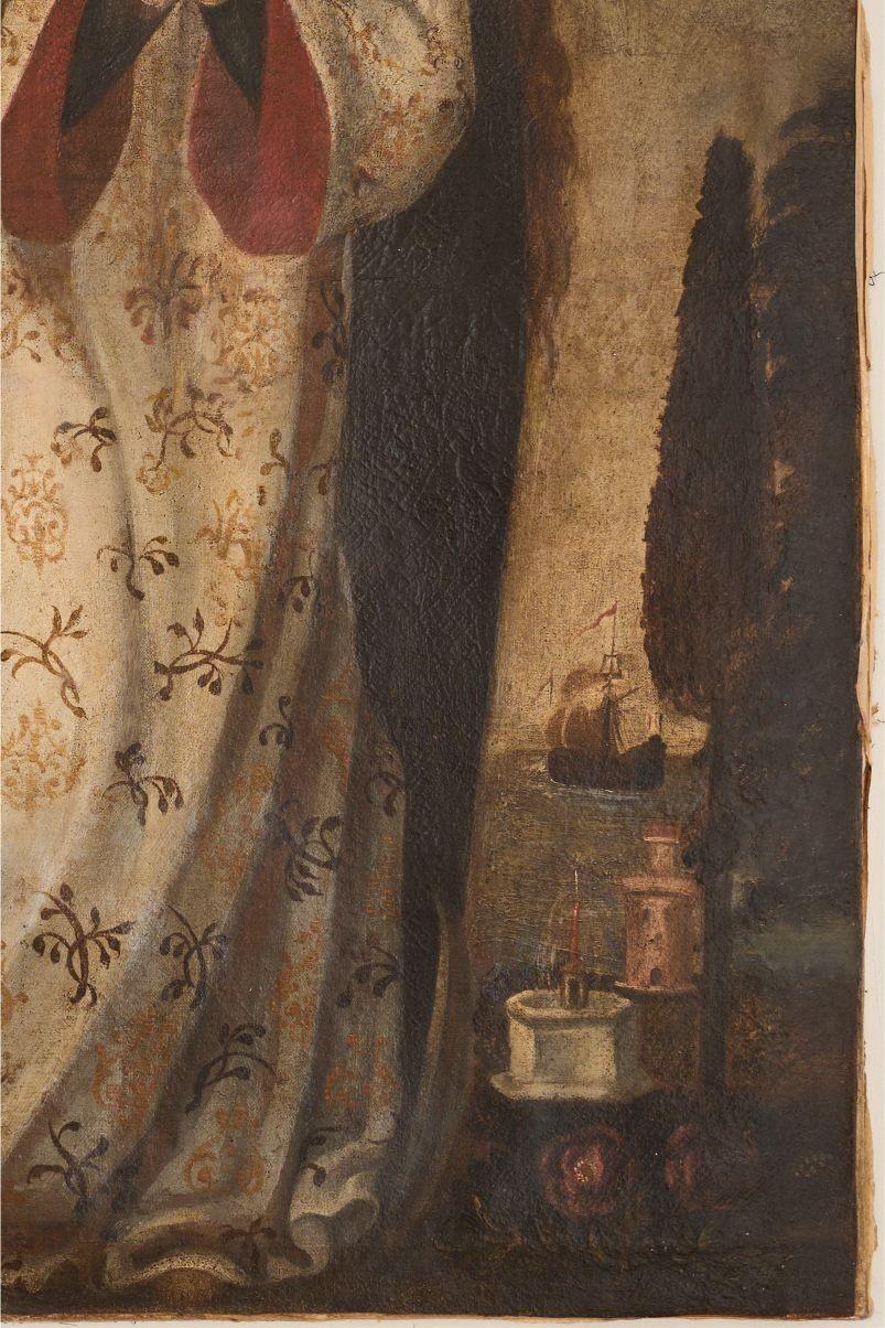 Paint 17th Century Colonial school oil on canvas For Sale