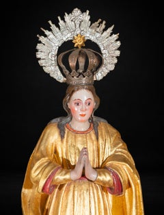 Sculpture coloniale hispano-américaine du XVIIe siècle représentant l'Immaculée Conception