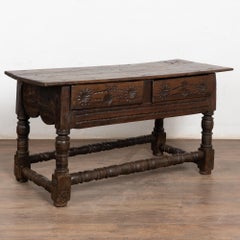 17th Century Console Table with Two Carved Drawers, Portugal