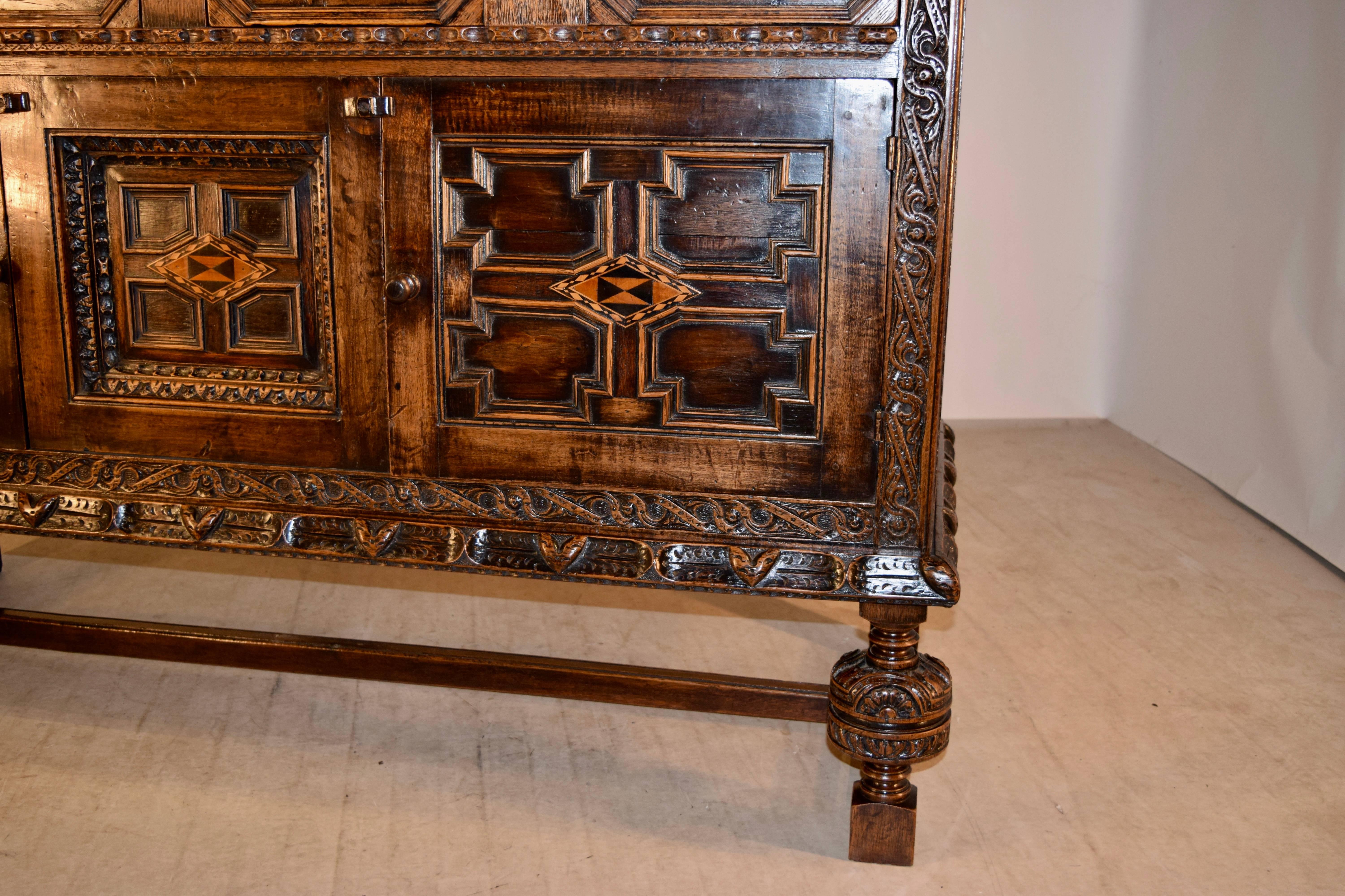 Hand-Carved 17th Century Court Cupboard
