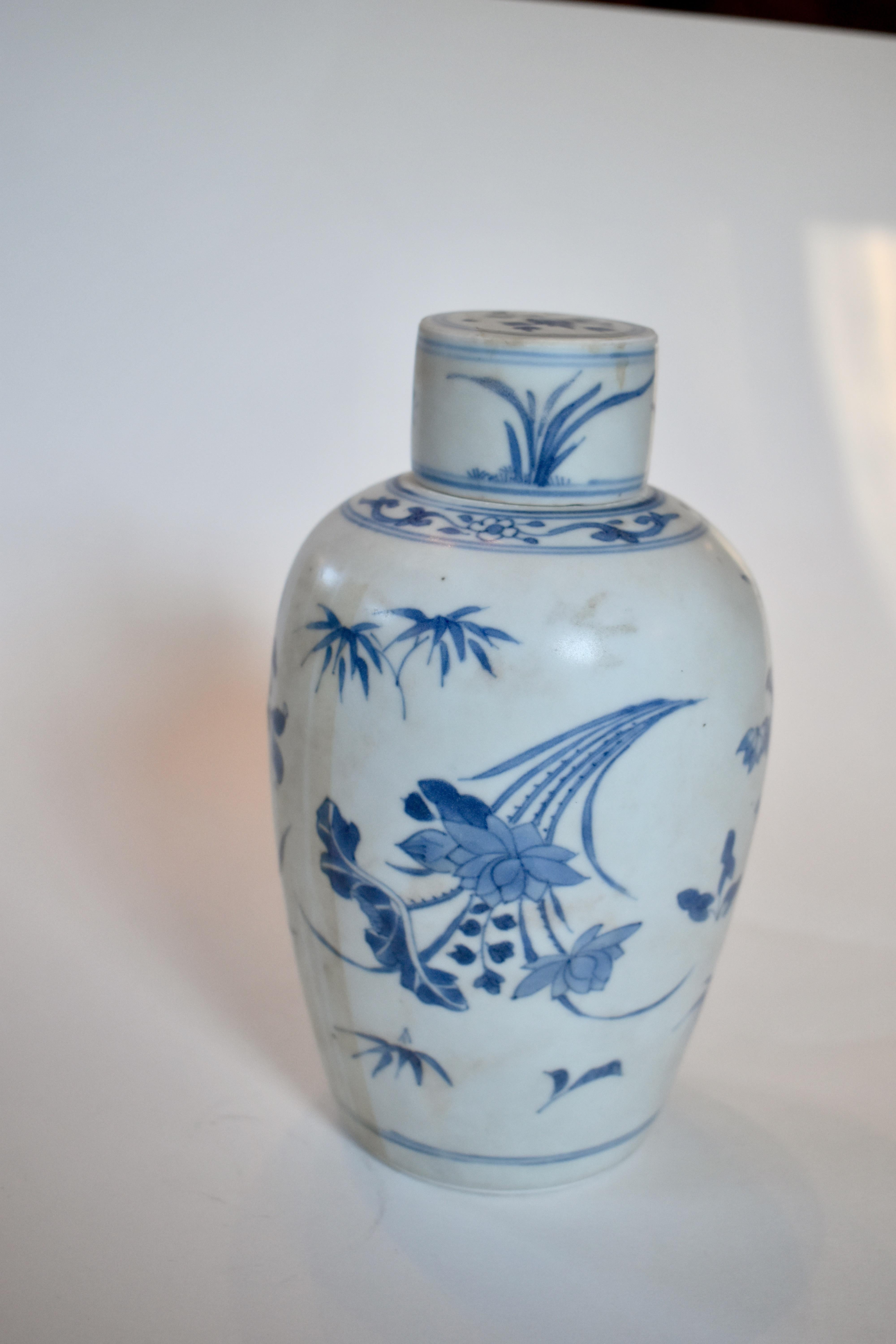 Hand-Painted 17th Century Covered Vase from Hatcher Collection For Sale