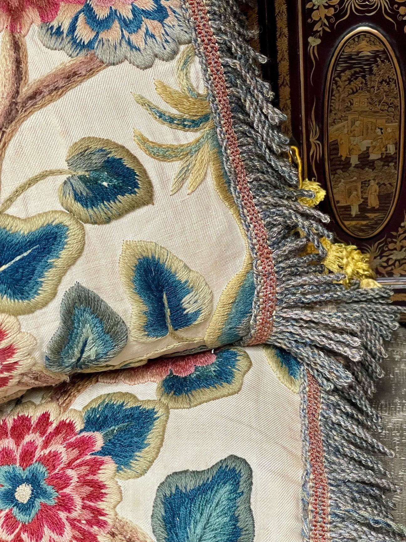 Wool 17th Century Crewelwork Pillows PAIR