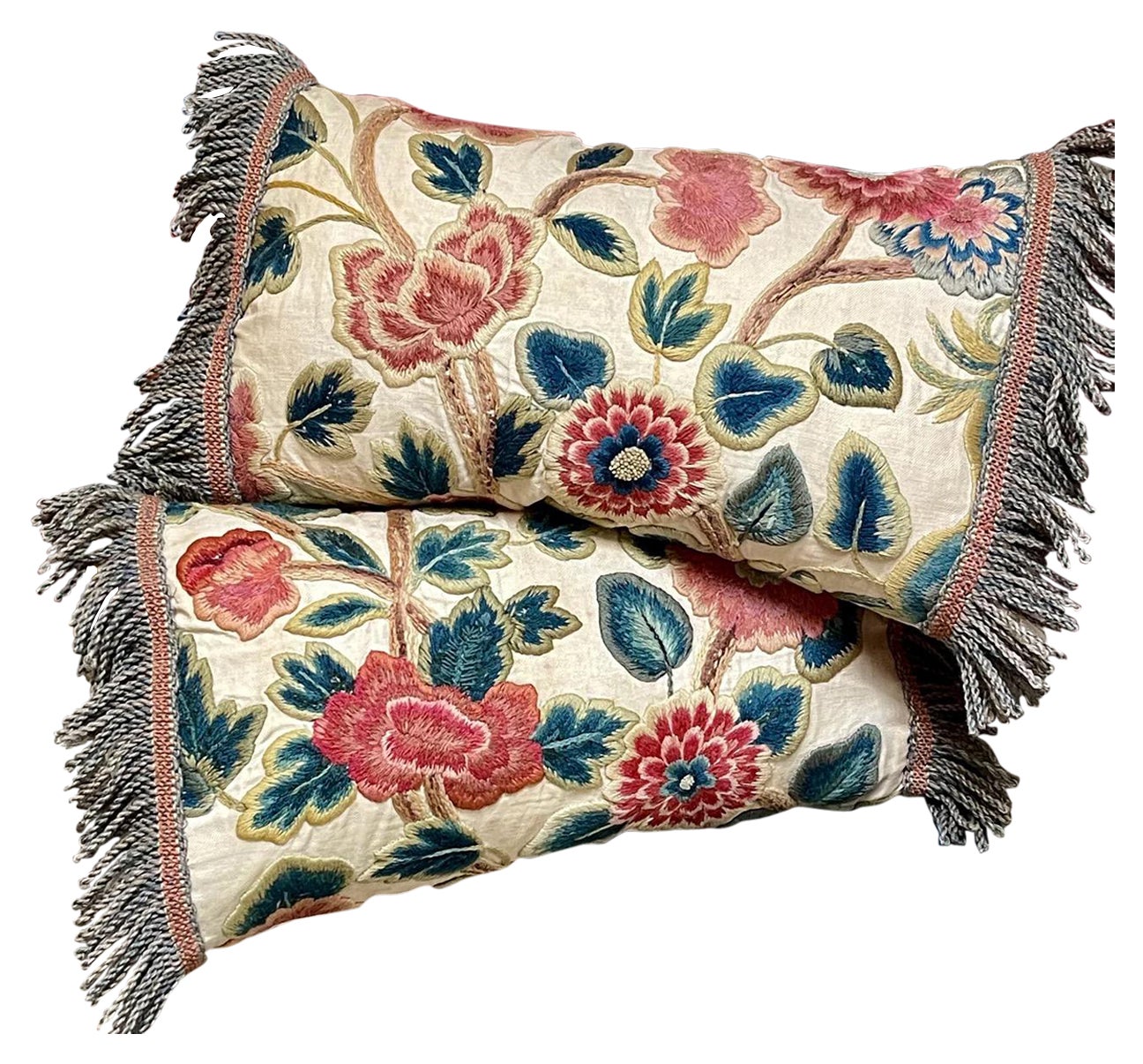 17th Century Crewelwork Pillows PAIR