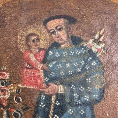17th Century Cuzco Oil on Canvas of Saint Anthony of Padua