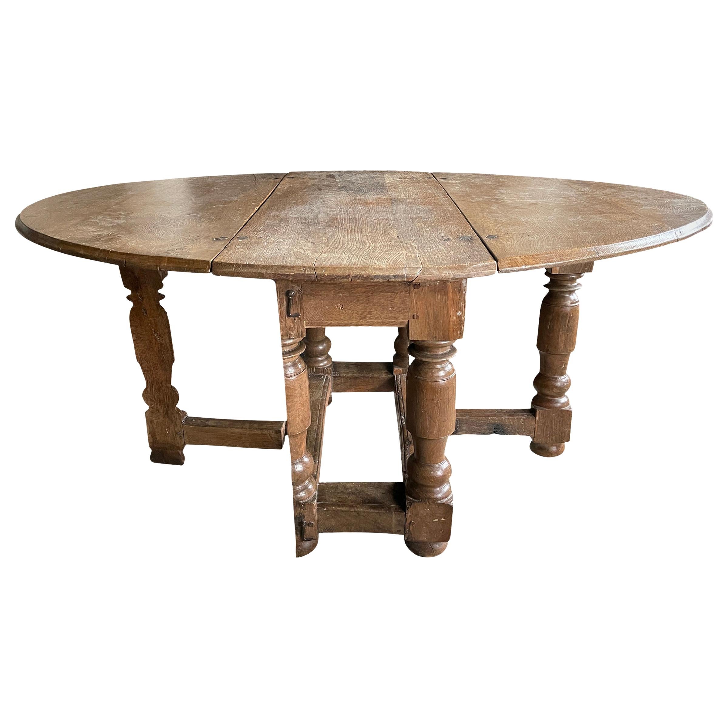 17th Century Danish Baroque Gateleg Table For Sale