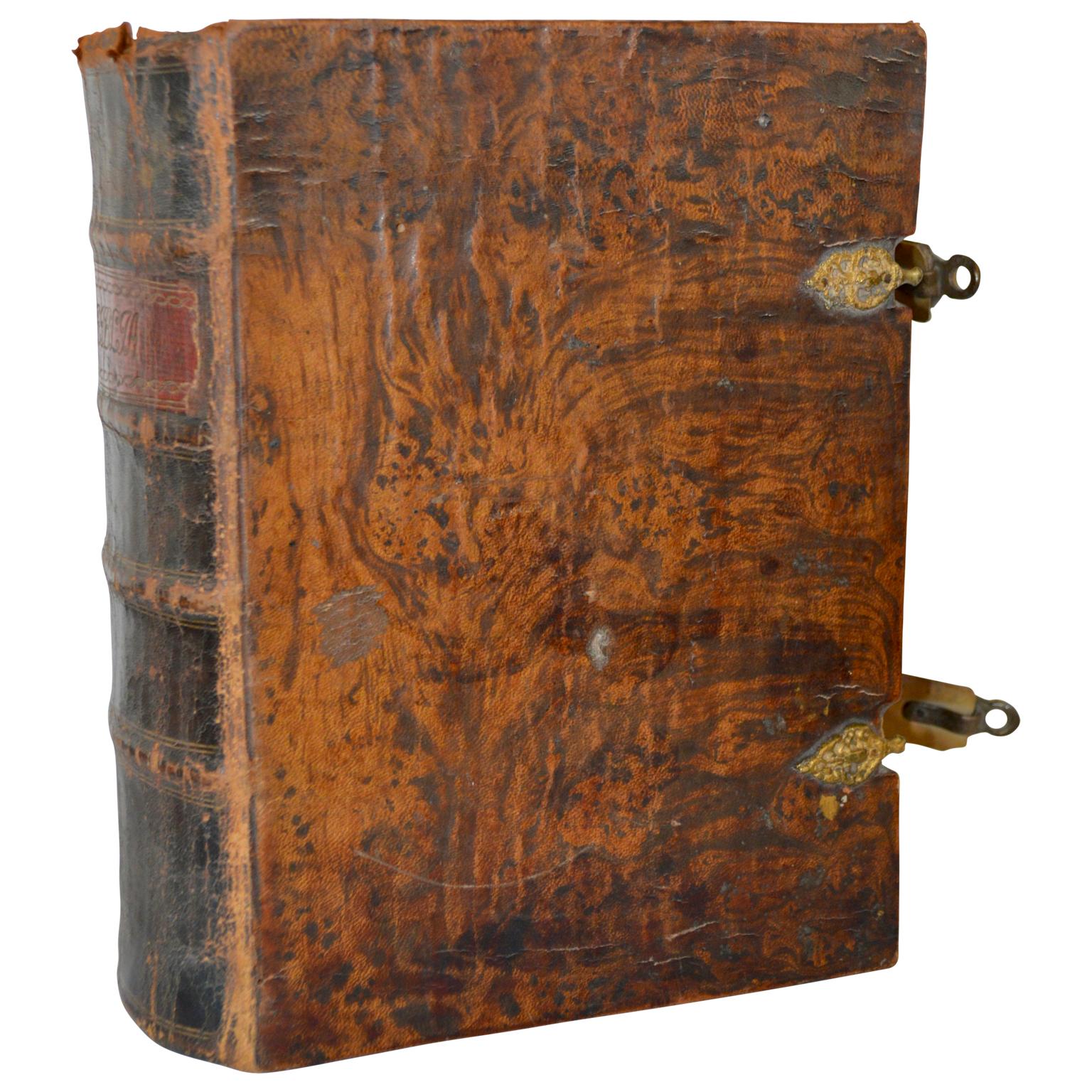 Folk Art Danish Late 17th Century Leather Bound Bible