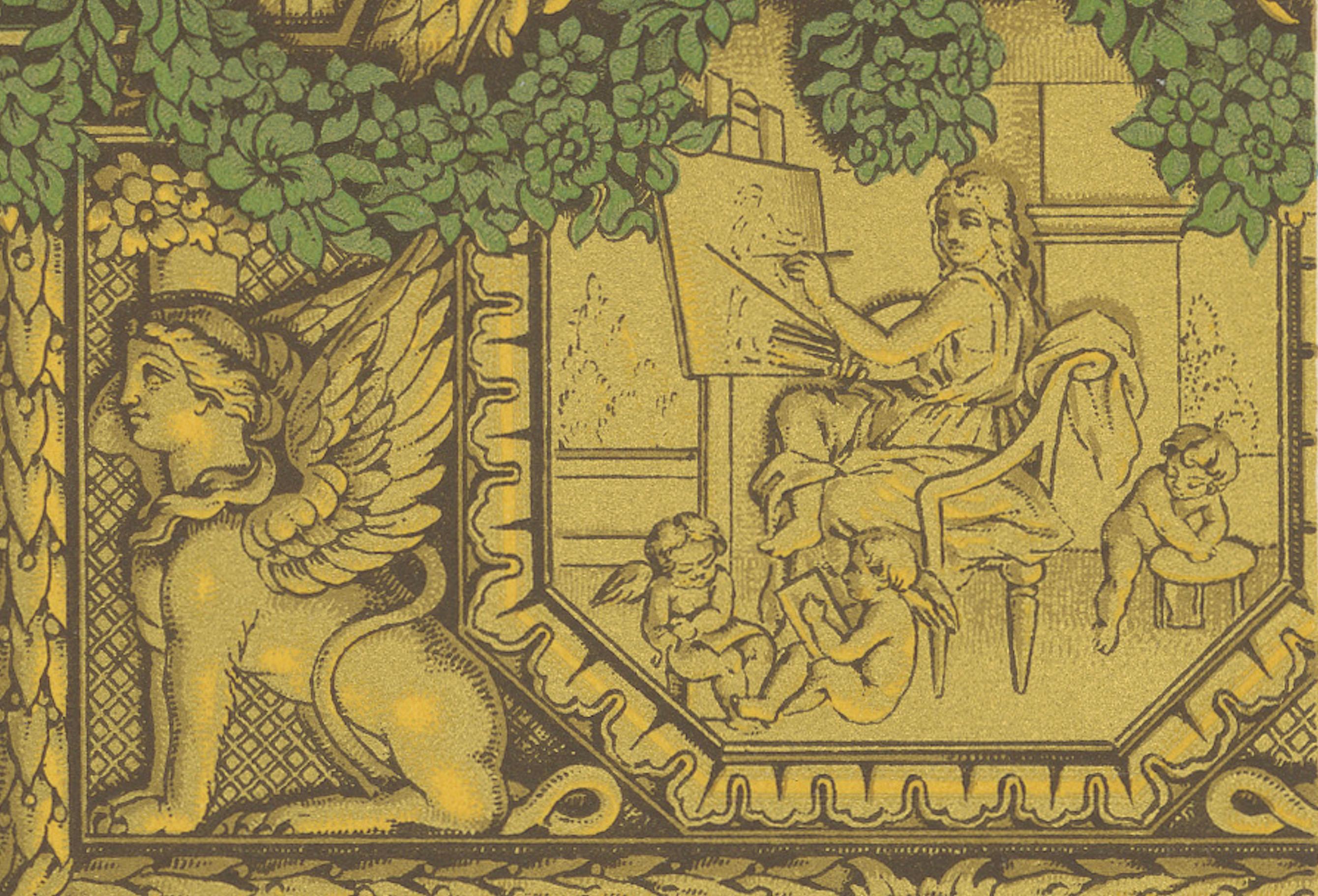Motifs décoratifs de plafond et de panneau du 17e siècle - Design baroque français, c.1869 Bon état - En vente à Langweer, NL