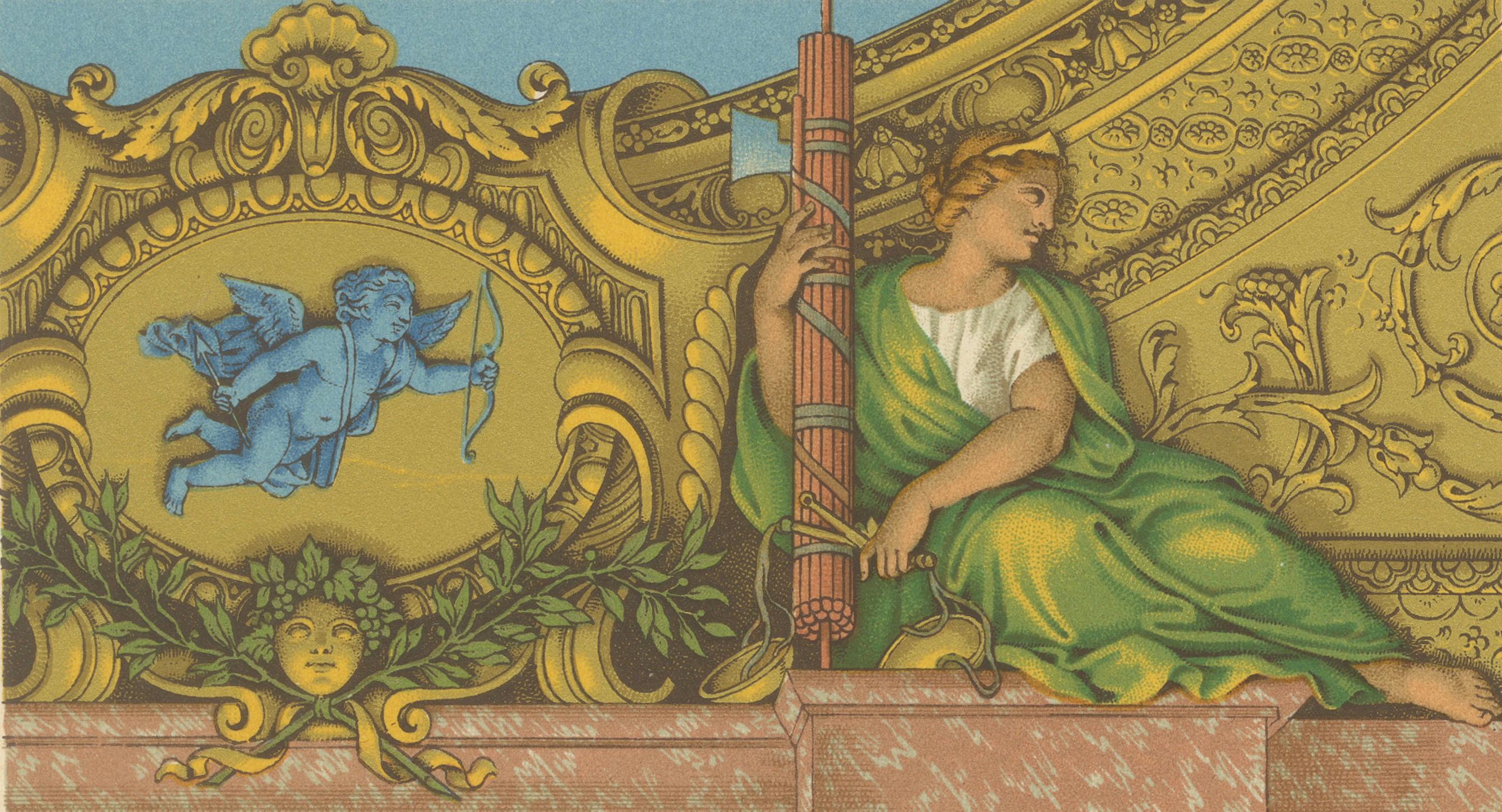 XIXe siècle Motifs décoratifs de plafond et de panneau du 17e siècle - Design baroque français, c.1869 en vente