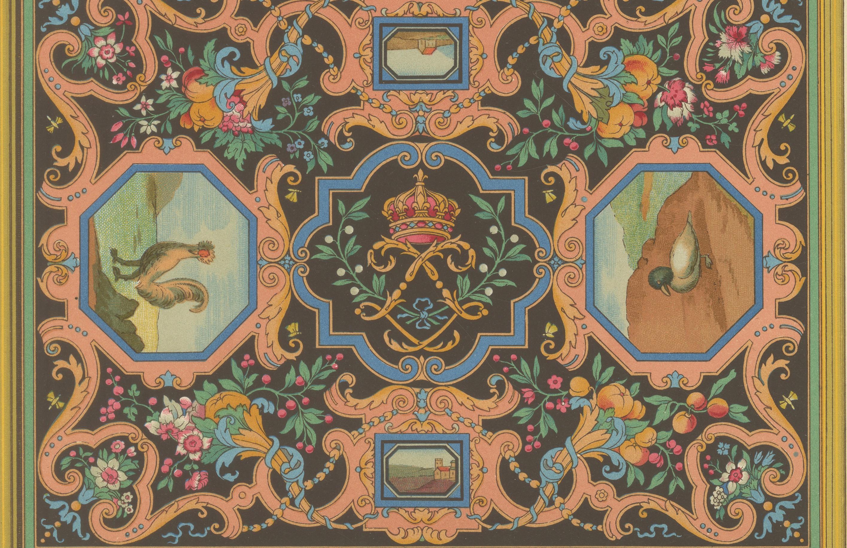 Papier Motifs décoratifs de plafond et de panneau du 17e siècle - Design baroque français, c.1869 en vente