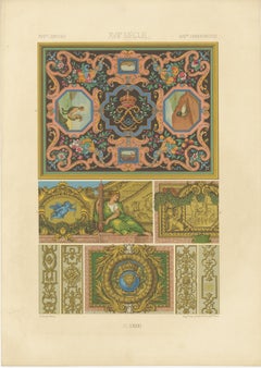 Motifs décoratifs de plafond et de panneau du 17e siècle - Design baroque français, c.1869