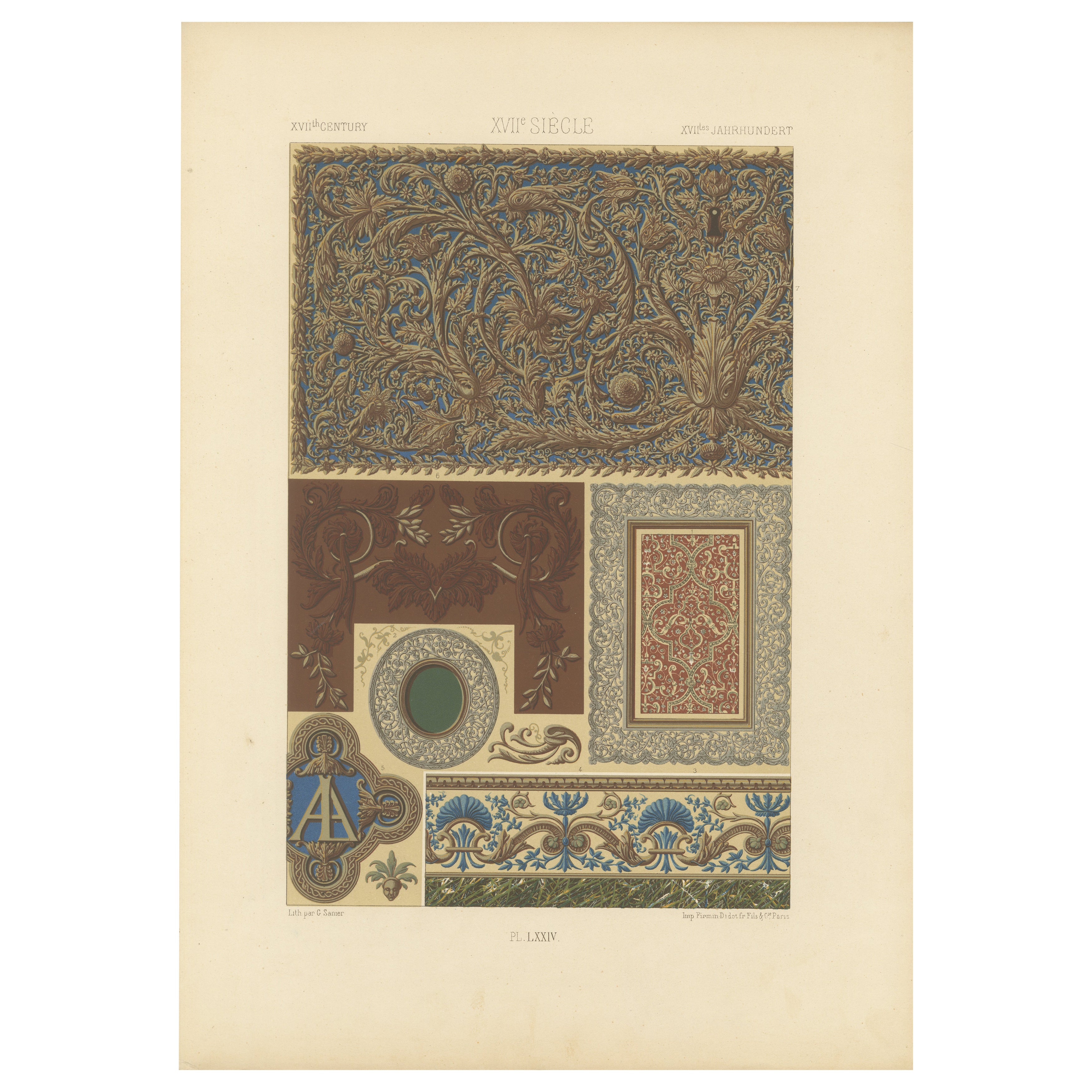 Motifs décoratifs du 17e siècle - Ornementation baroque, planche LXXIV, 1869