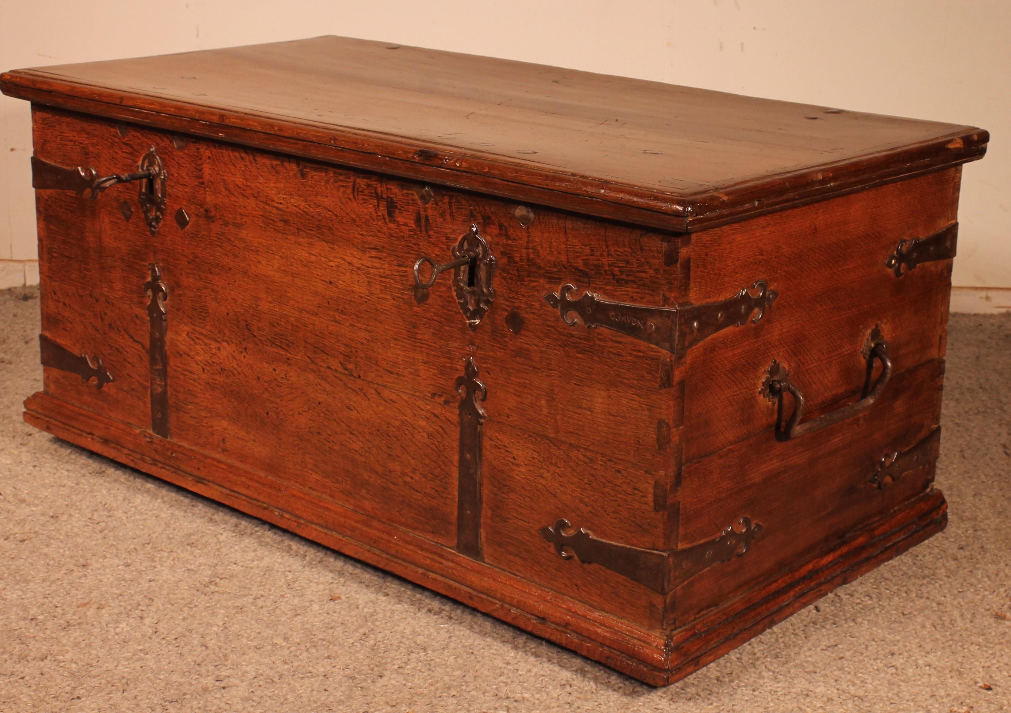 18th Century and Earlier 17th Century Double Locks Oak Chest