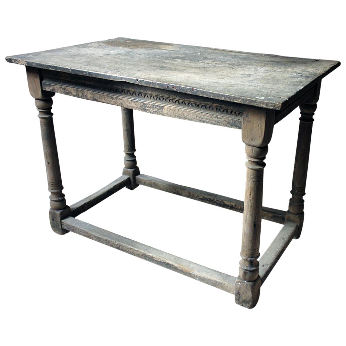 17th Century Dry Oak Charles II Period Side Table, circa 1680