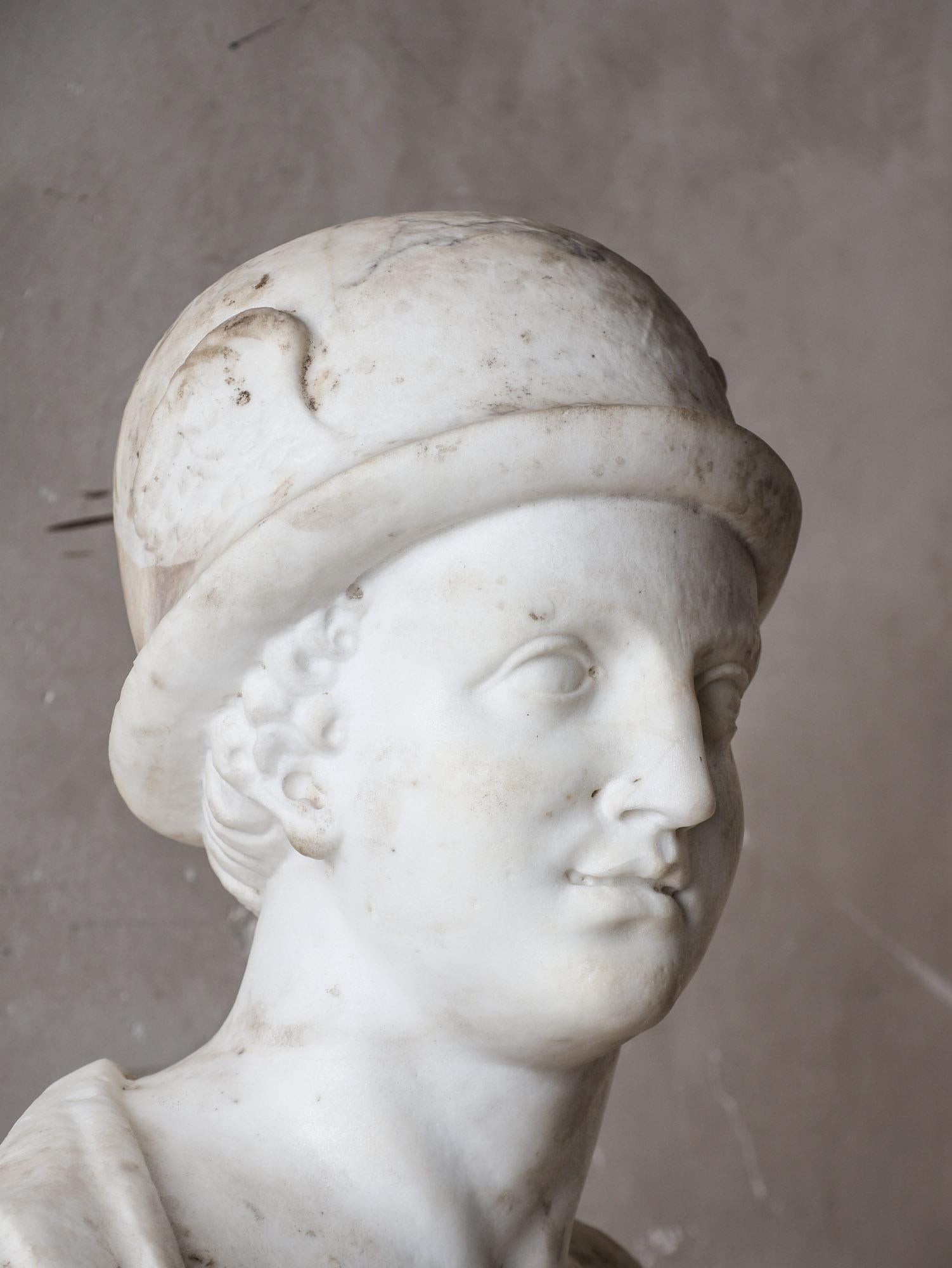 Busto di Mercurio olandese del XVII secolo in marmo bianco di Carrara in vendita 2