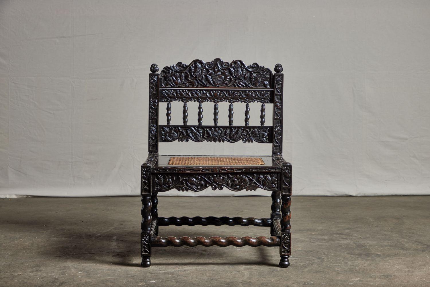 Dutch Colonial Ebony side chairs from the late 17th/early 18th century.