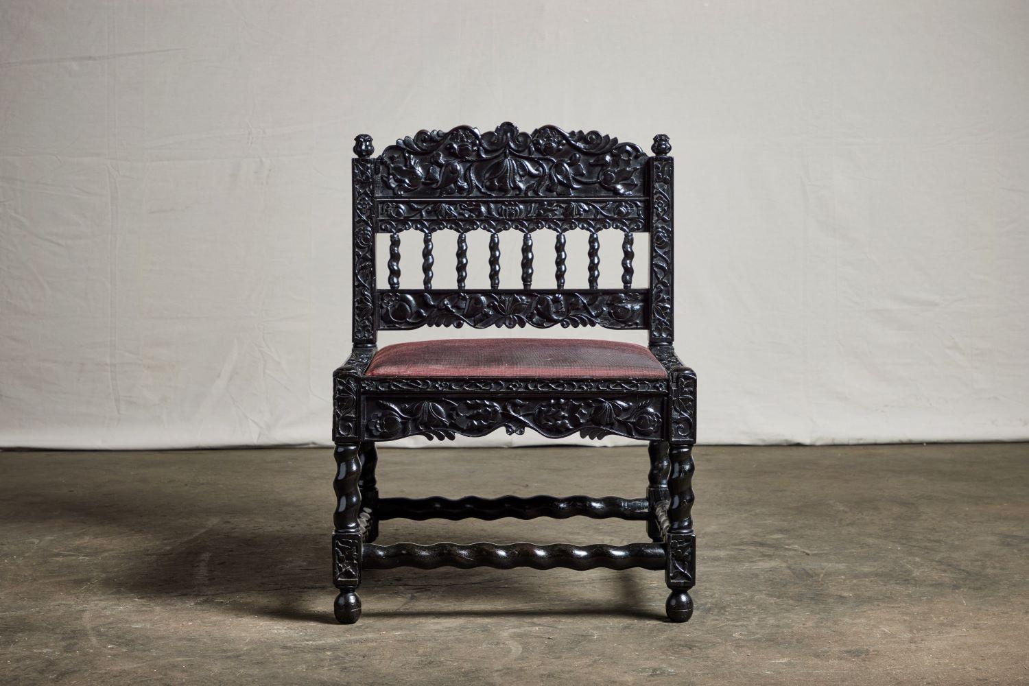 Dutch Colonial Ebony side chairs from the late 17th/Early 18th Century.