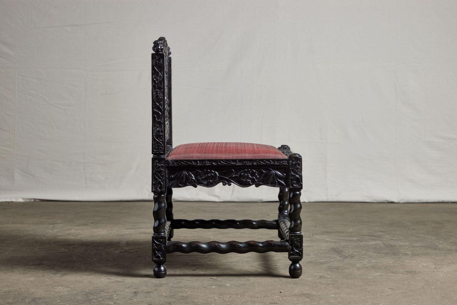 17th Century Dutch Colonial Ebony Side Chair For Sale 3