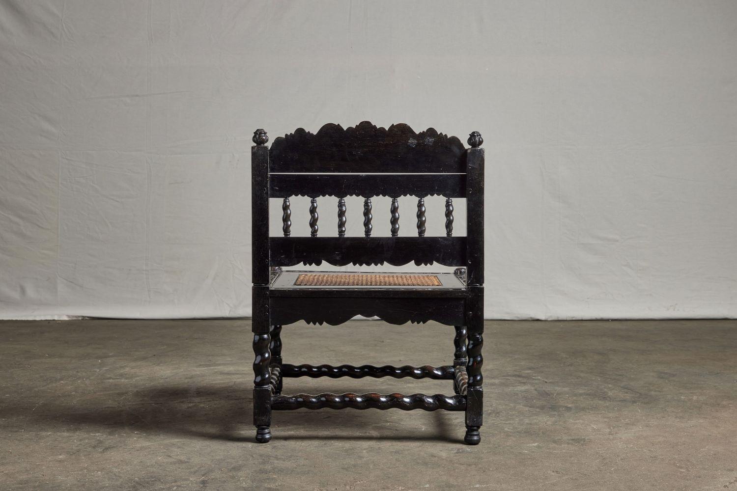 17th Century Dutch Colonial Ebony Side Chair For Sale 3