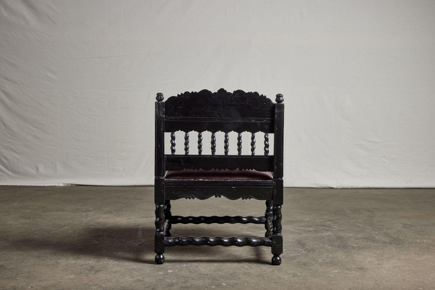 17th Century Dutch Colonial Ebony Side Chair For Sale 4