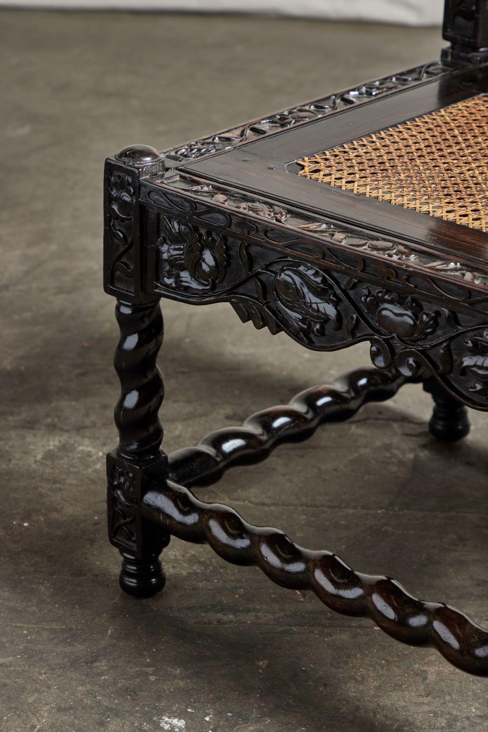 17th Century Dutch Colonial Ebony Side Chair For Sale 4