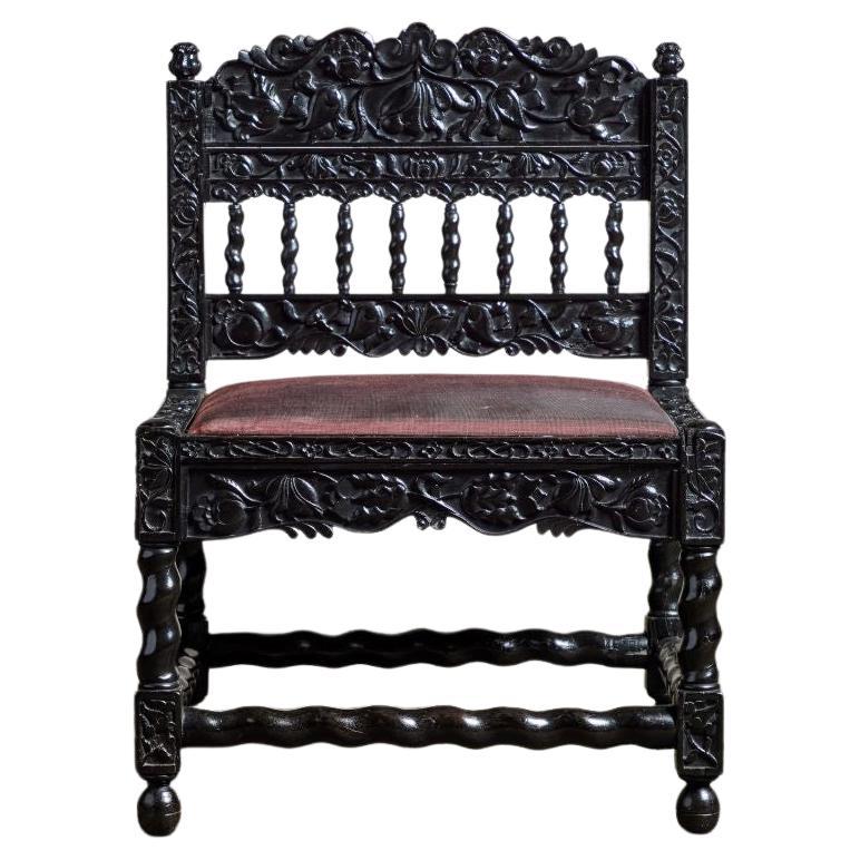 17th Century Dutch Colonial Ebony Side Chair