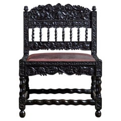 Antique 17th Century Dutch Colonial Ebony Side Chair