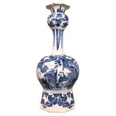 17th Century Dutch Delft Baluster Vase with Chinoiserie Decor of Landscape Antique 17th Century Dutch Delft Baluster Vase with Chinoiserie Decor of Landscape