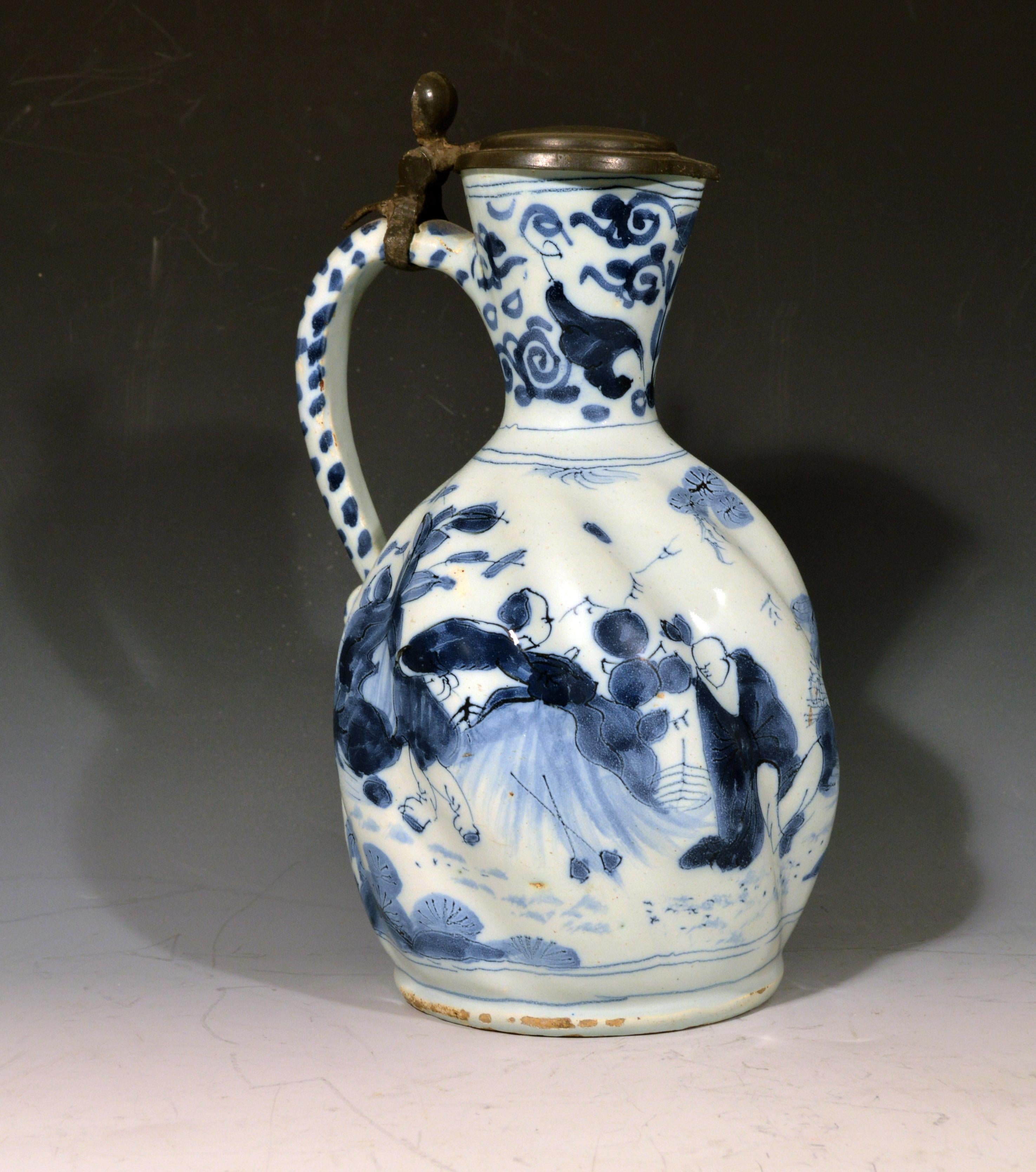 17th Century Dutch Delft Blue and White Jug, circa 1680 4