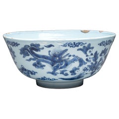 17th century Dutch Delft Bowl with Dragons