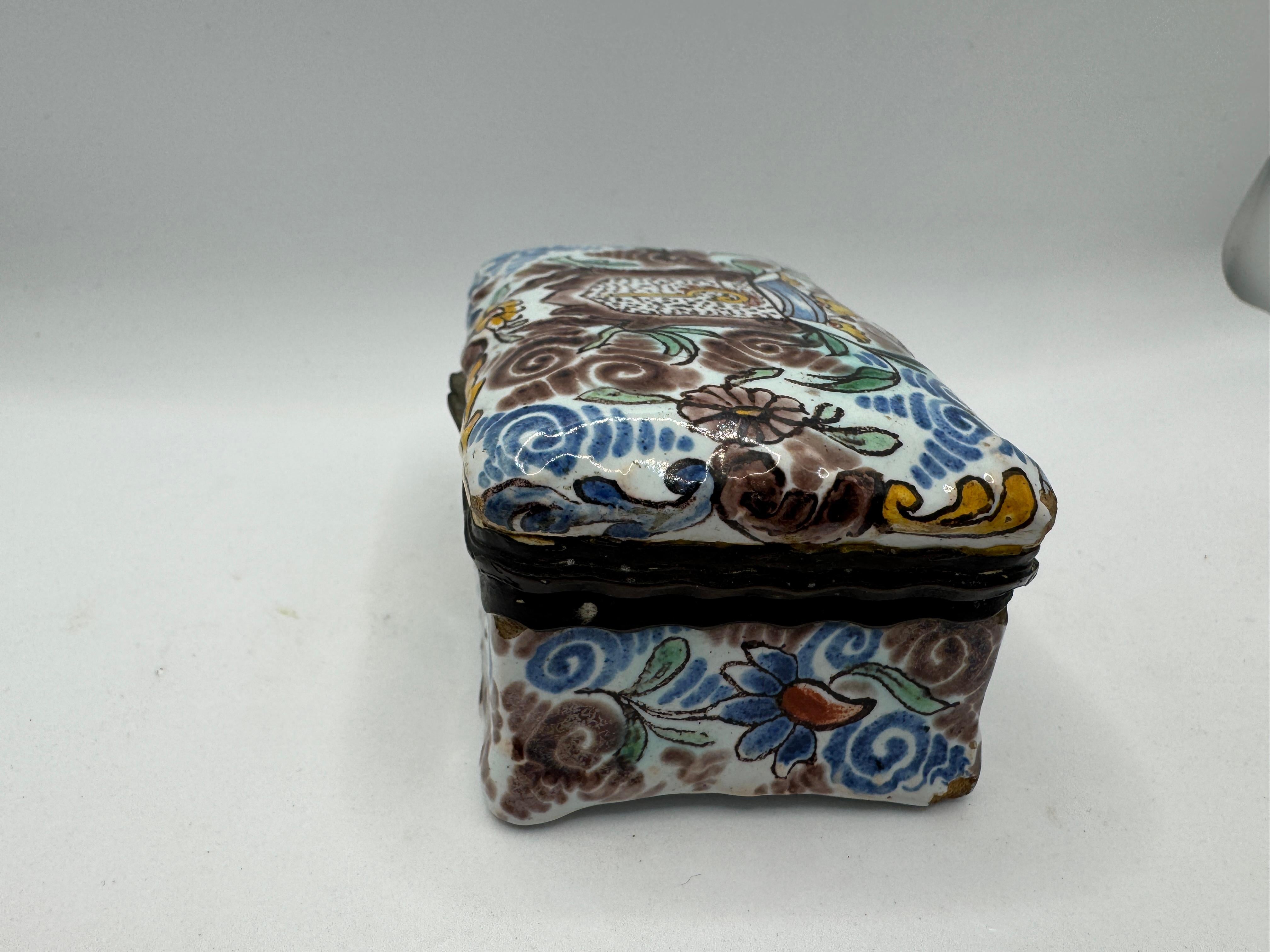 Niederländische Delft Schnupftabakdose aus dem 17. im Angebot 1