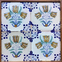 17th century Dutch Delft Tile Panel with Tulips, Tulip Tile.