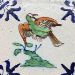 17th Century Dutch Delft Tile with Decoration of a flying Bird