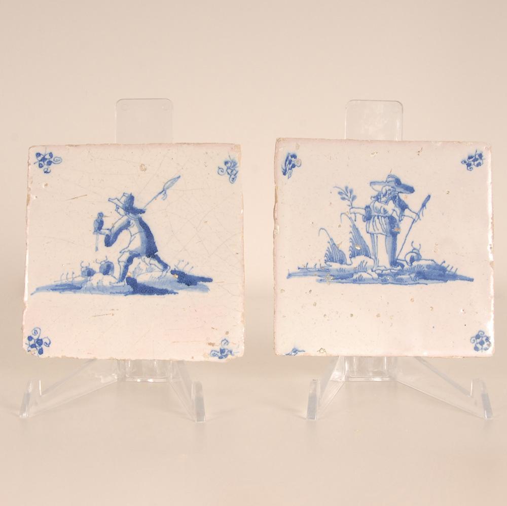 Baroque 17th Century Dutch Delft Tiles Figures in Landscape shephard