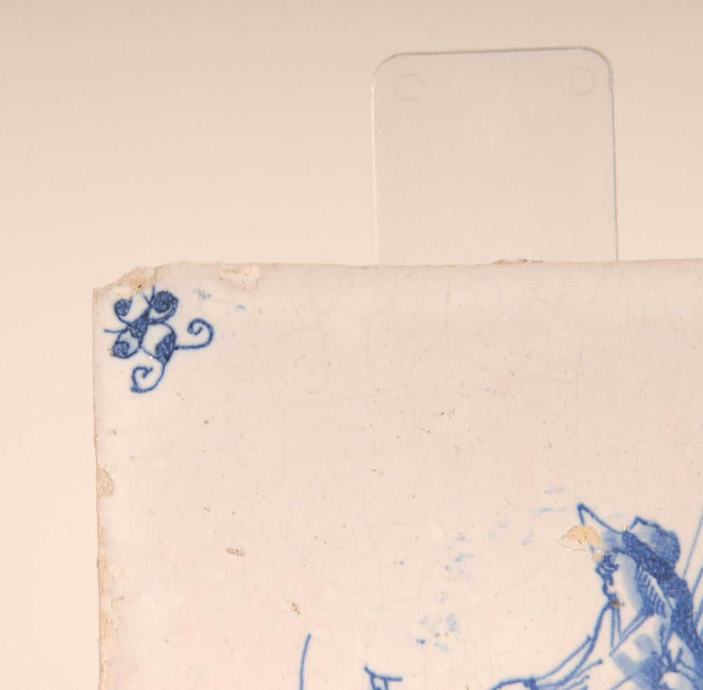 Fait main Carreaux de Delft hollandais du 17e siècle Figures dans un paysage Shephard en vente