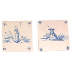 Piastrelle Delft olandesi del XVII secolo Figure in un paesaggio Shephard
