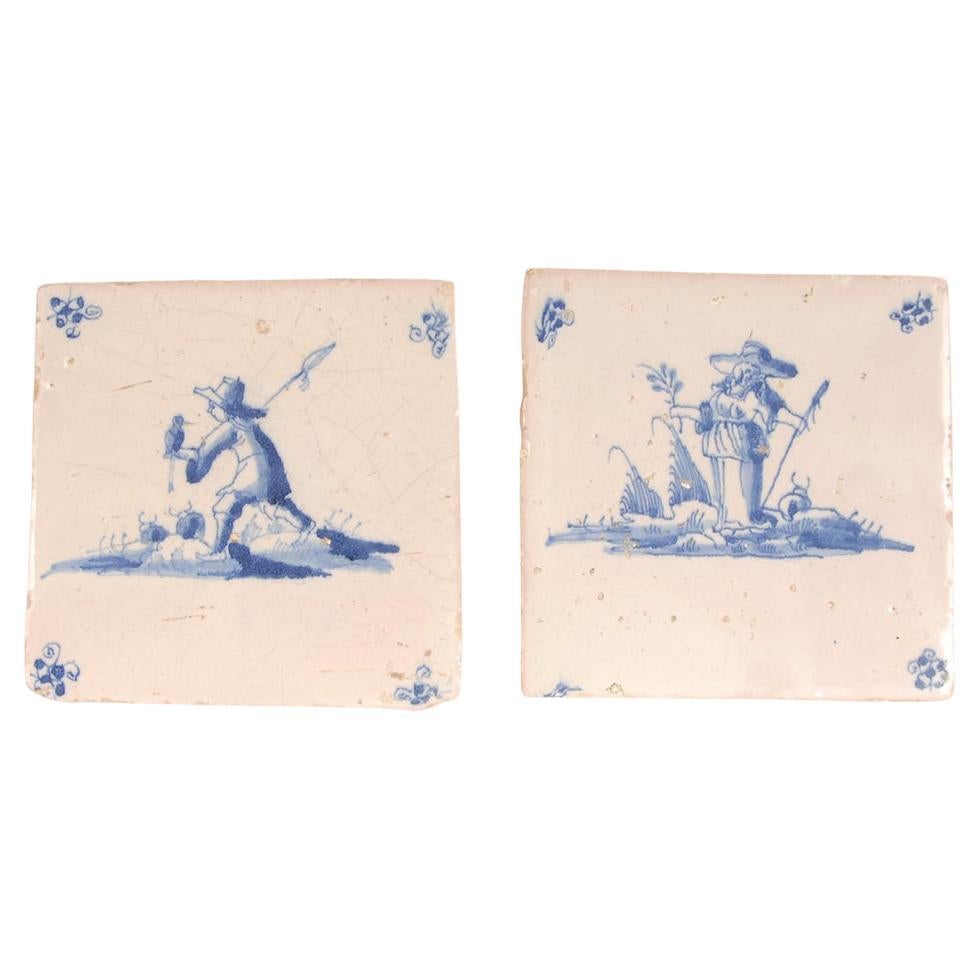 17th Century Dutch Delft Tiles Figures in Landscape shephard