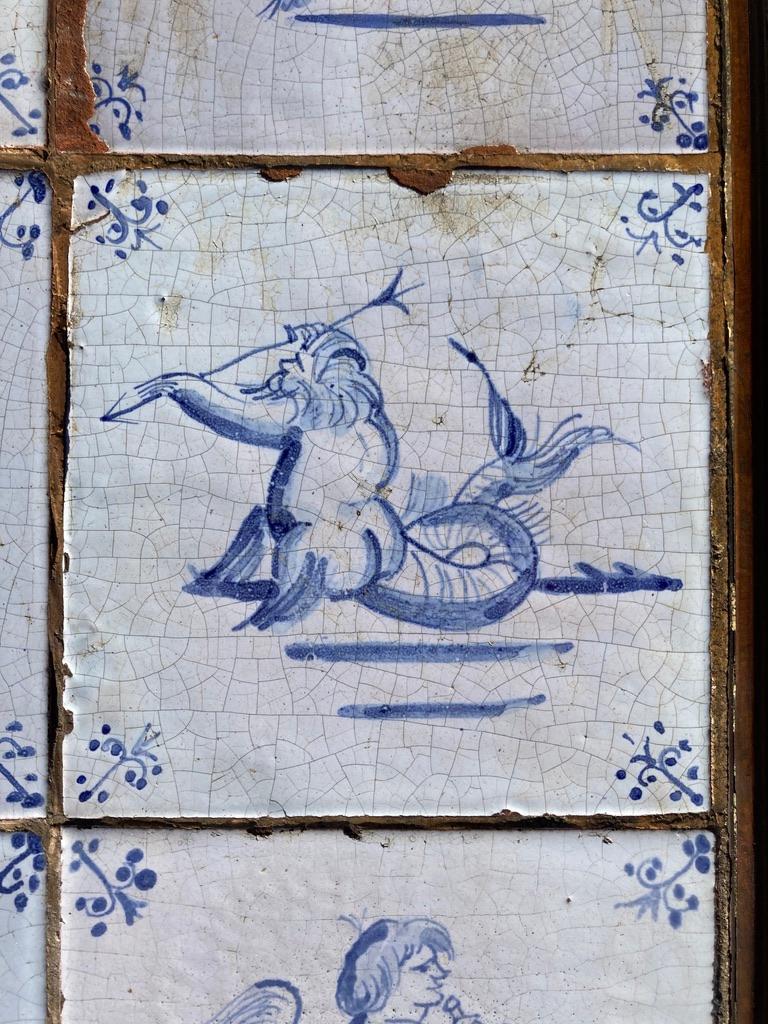 17th Century Dutch Delft Tiles of Mermaids, Mermen and Sea Creatures, Set of 20 2