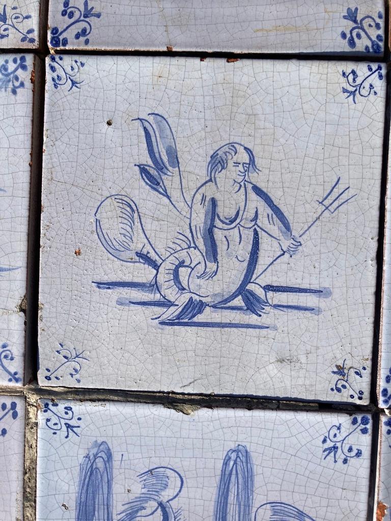 17th Century Dutch Delft Tiles of Mermaids, Mermen and Sea Creatures, Set of 20 4