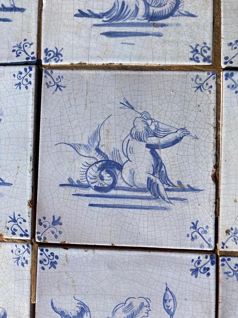 17th Century Dutch Delft Tiles of Mermaids, Mermen and Sea Creatures, Set of 20 8