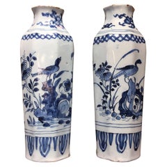17th century Dutch Delft vases with decor of Chinese Landscapes