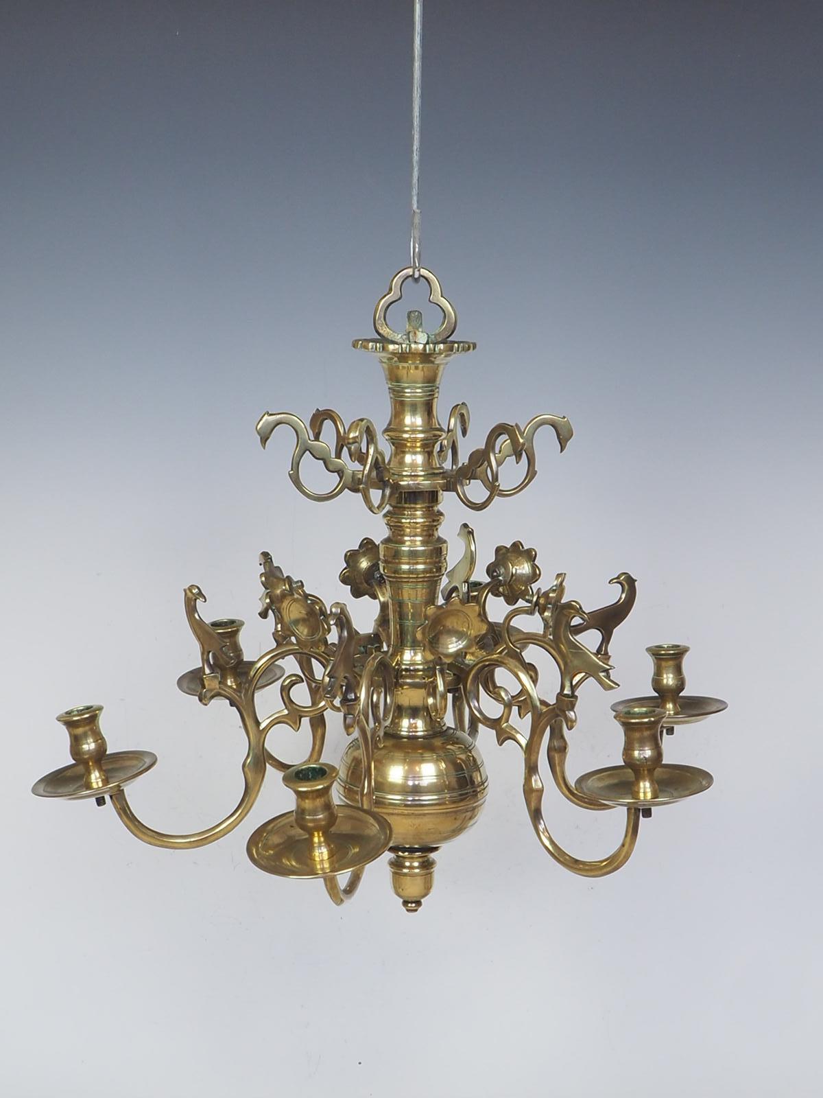 17th Century Dutch Flemish Brass Chandelier 11