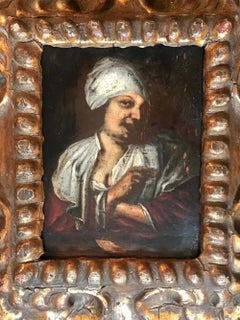 17th Century Dutch Flemish Old Master Tronie Oil on Panel Portrait Painting