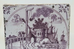 17th Century Dutch hand painted delft tile
