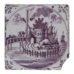 17th Century Dutch hand painted delft tile