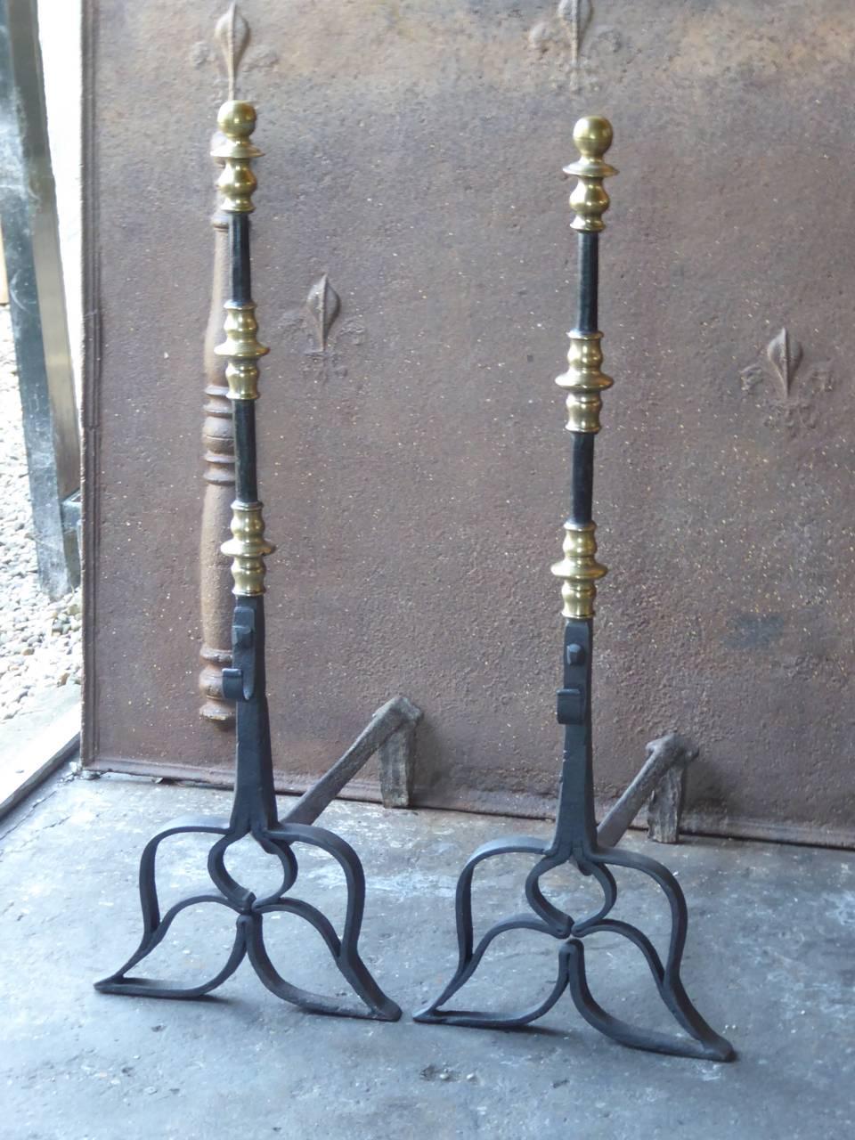 Magnificent 16th - 17th Century Dutch Renaissance Andirons or Firedogs In Good Condition In Amerongen, NL