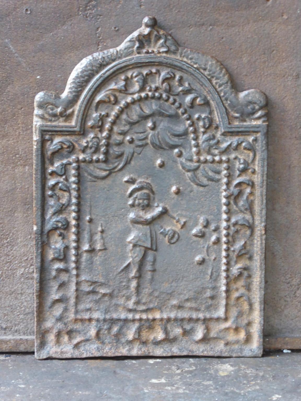 Cast 17th Century Dutch Louis XIV 'Bubble Blower' Fireback