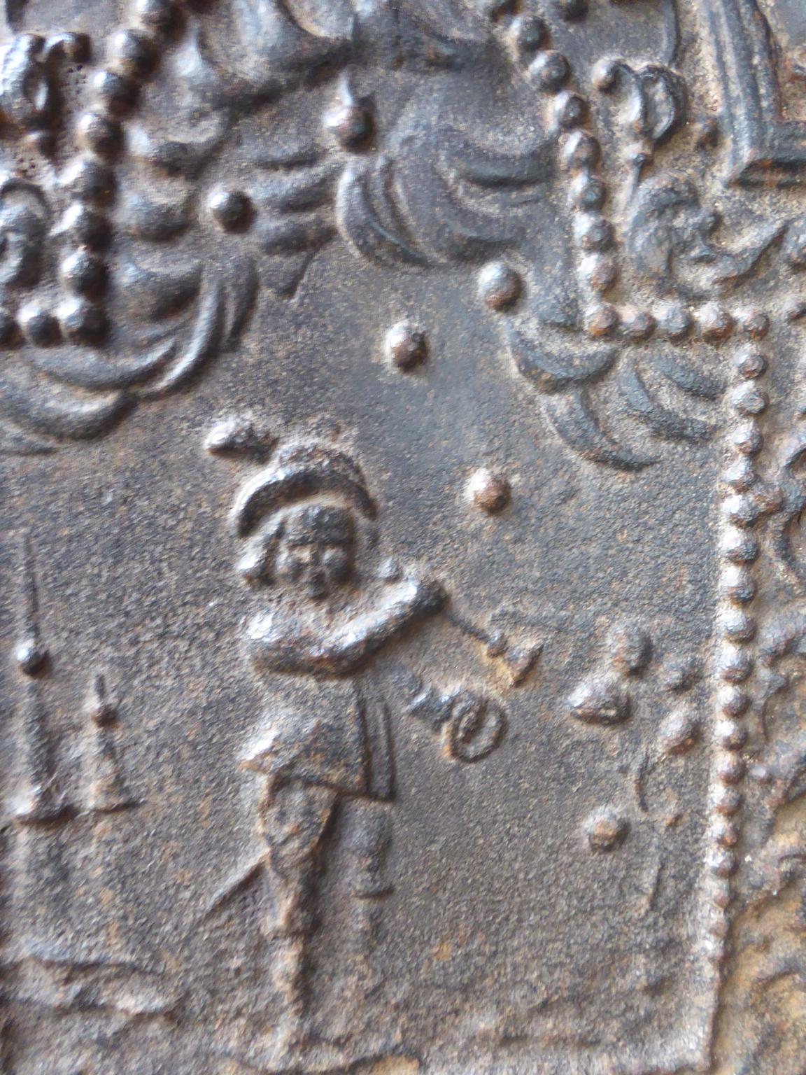 Iron 17th Century Dutch Louis XIV 'Bubble Blower' Fireback