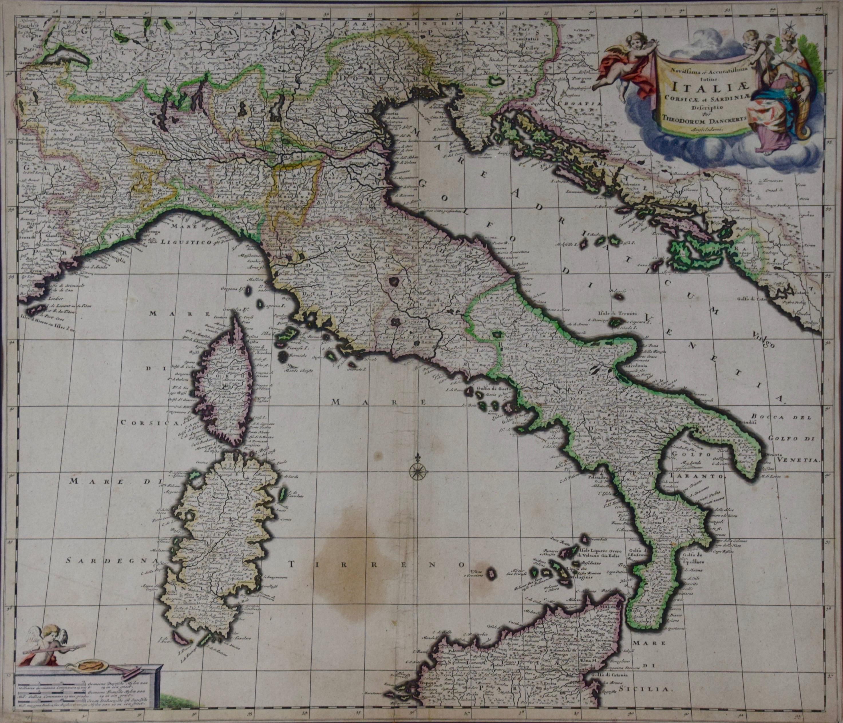 Cette carte hollandaise du 17e siècle, colorée à la main, intitulée 