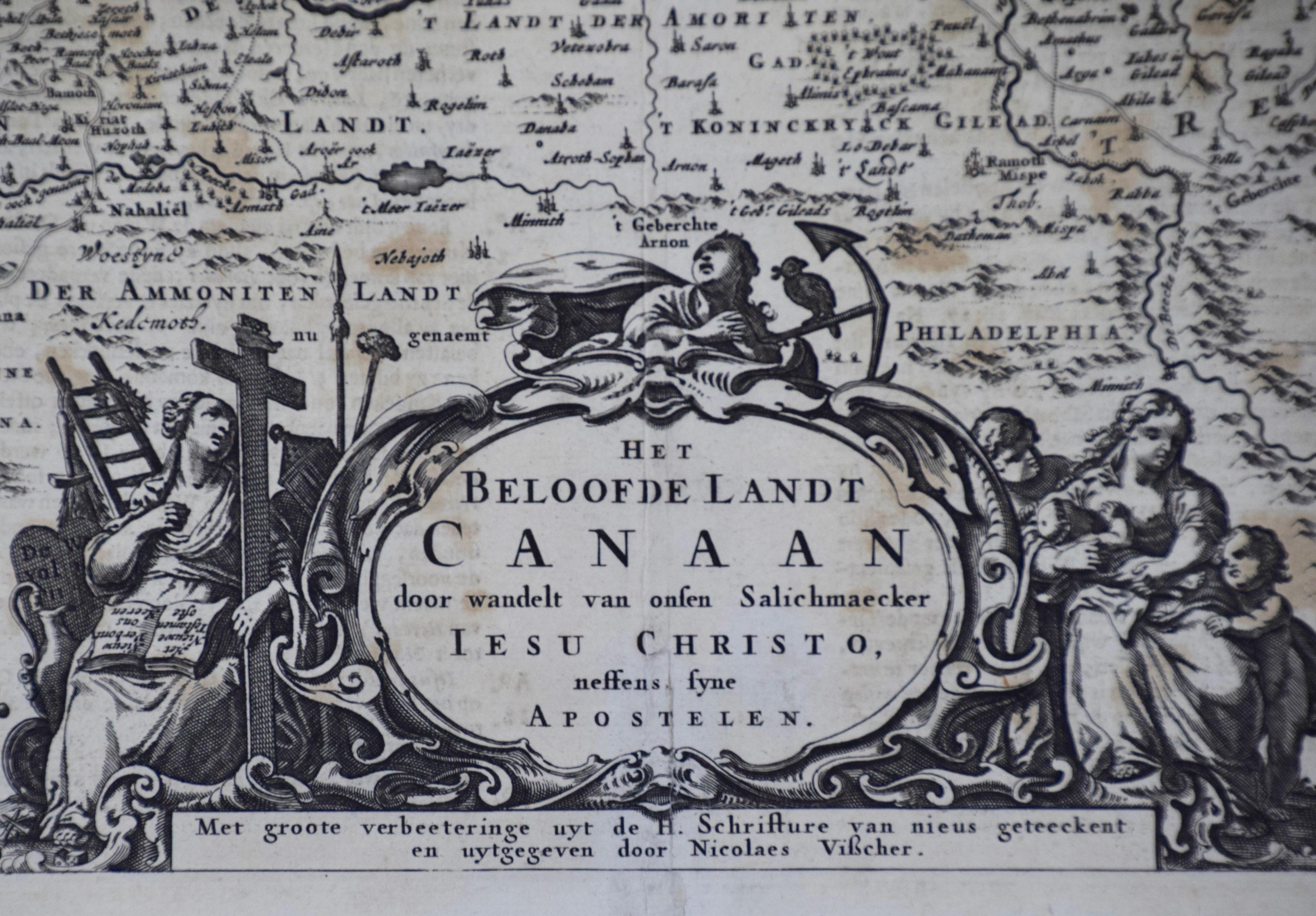 Néerlandais La Terre Sainte au Temps de Jésus : Une carte néerlandaise du 17ème siècle de Visscher en vente